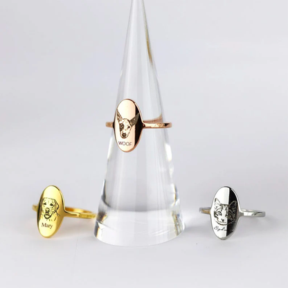 Personalized Pet Photo Ring - Custom Engraved Portrait Jewelry