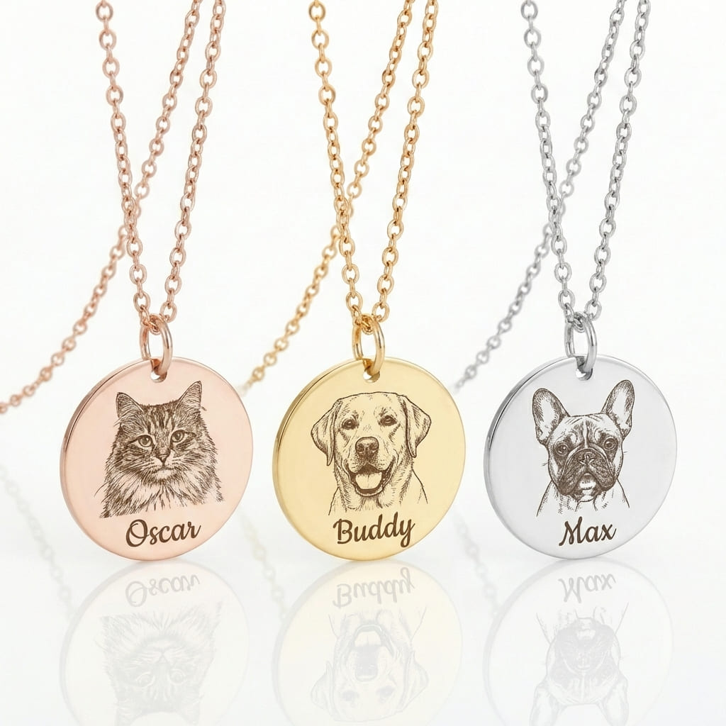 Custom Pet Portrait Photo Necklace
