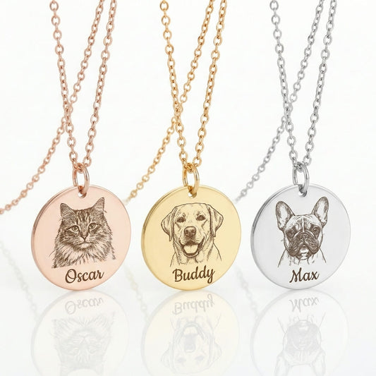 Custom Pet Portrait Photo Necklace