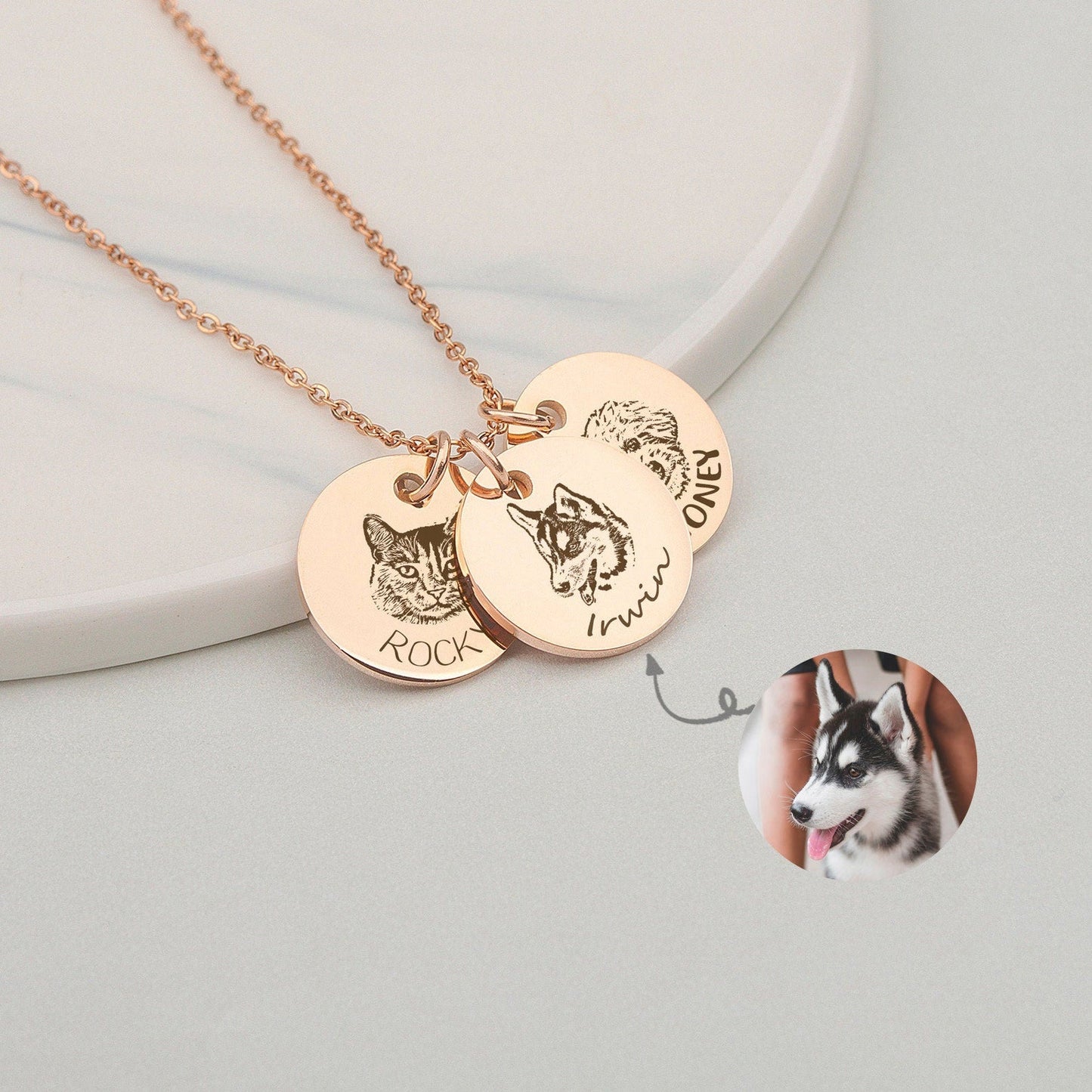 Personalized Pet Photo Necklace - Custom Single Plate Design