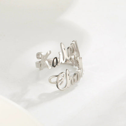 Personalized Double Name Ring - Custom Engraved Couple Ring