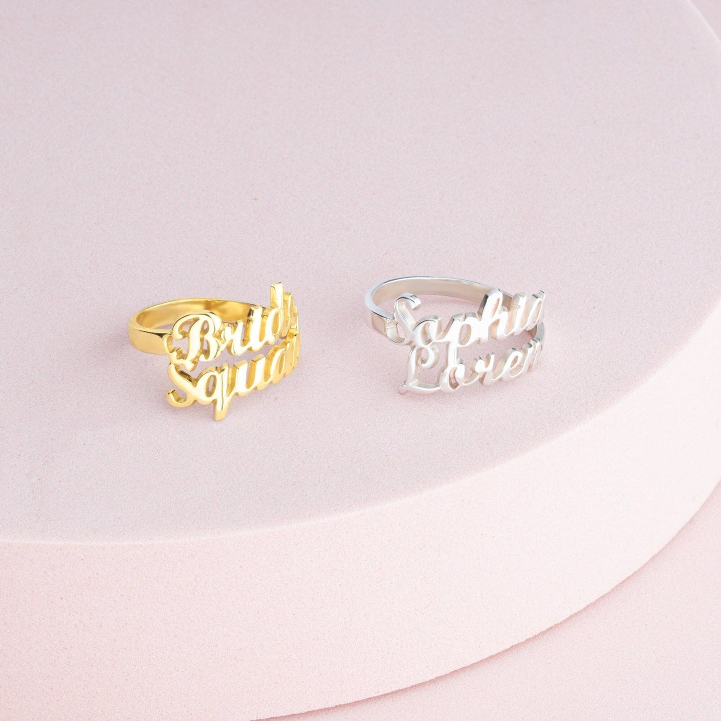 Personalized Double Name Ring - Custom Engraved Couple Ring