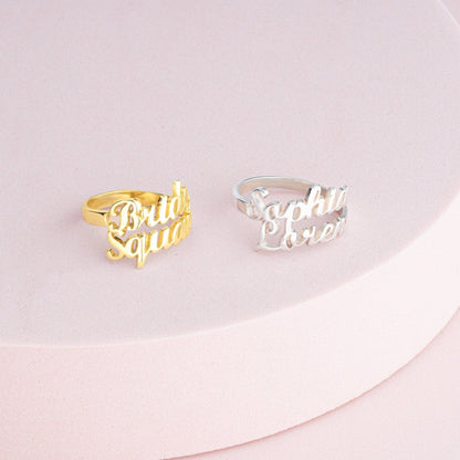 Personalized Double Name Ring - Custom Engraved Couple Ring