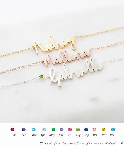 Personalized Birthstone Name Necklace - Custom Jewelry
