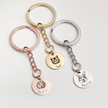 Personalized Photo Keychain with Back Engraving - Pet Memorial Gift