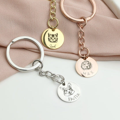 Personalized Photo Keychain with Back Engraving - Pet Memorial Gift