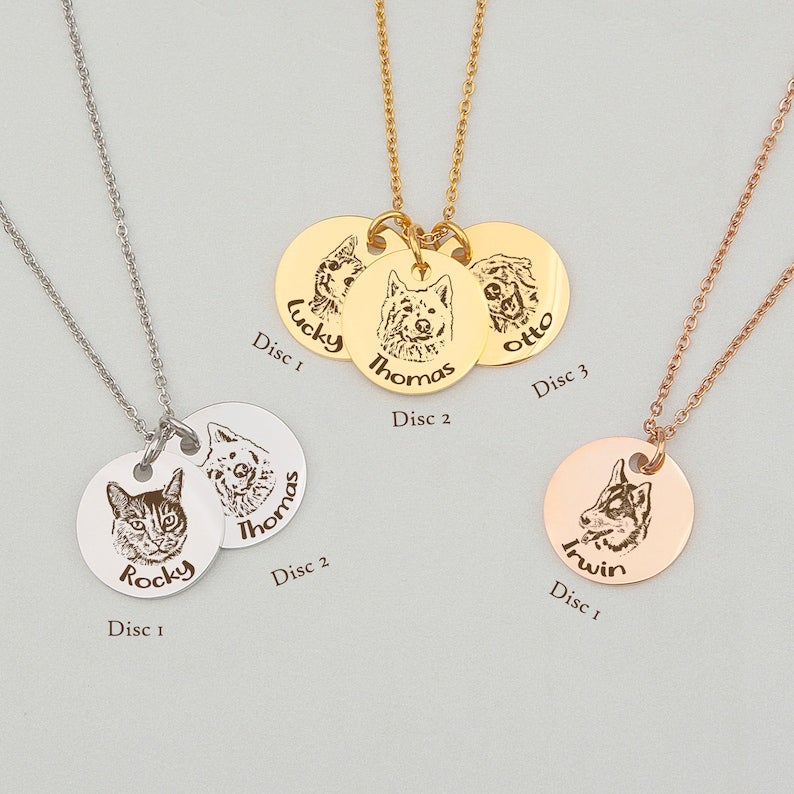 Personalized Pet Photo Necklace - Custom Single Plate Design